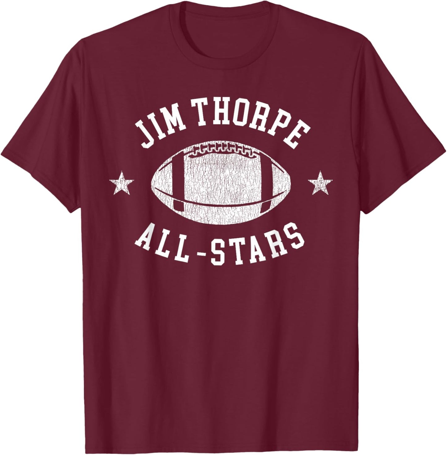 Jim Thorpe Vintage All-Stars Football Retro 80s T-Shirt - T-Shirt | Maroon