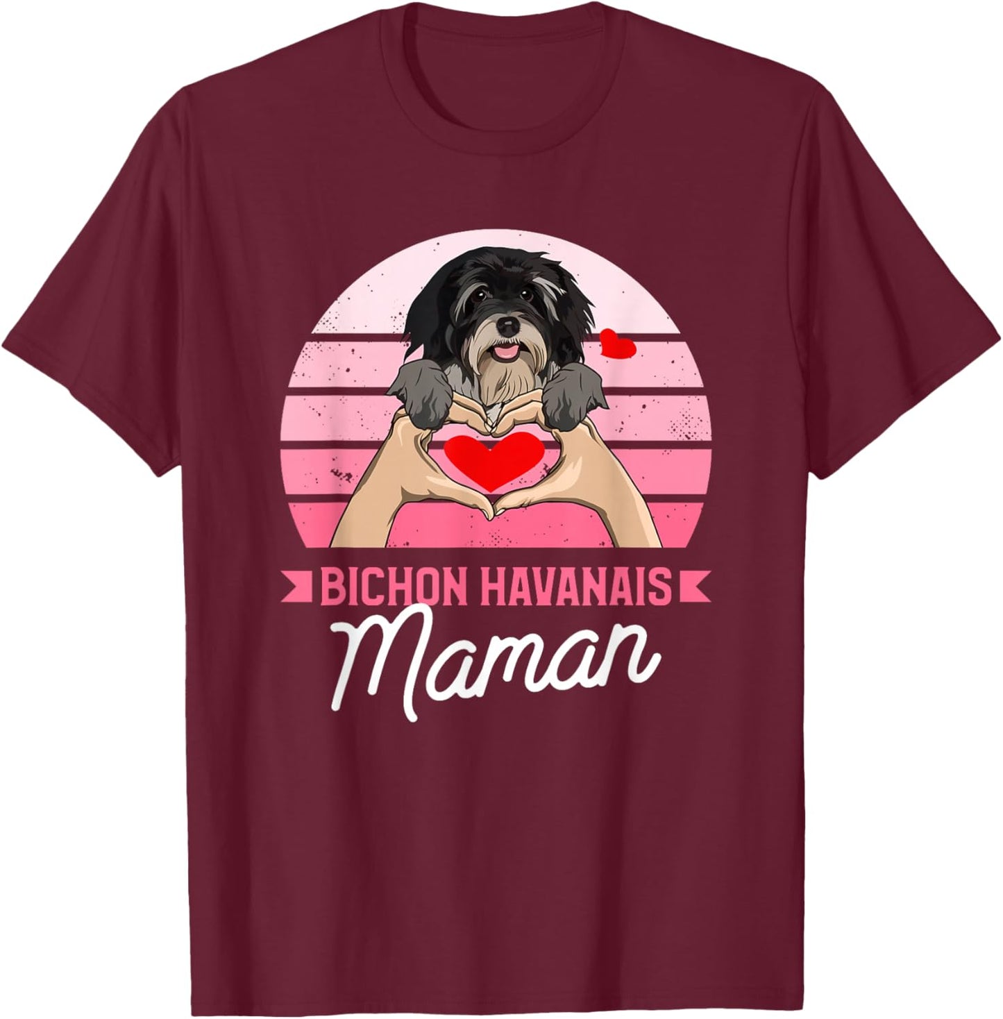 Bichon Havanese Mom Heart Dog Love T-Shirt - T-Shirt | Maroon