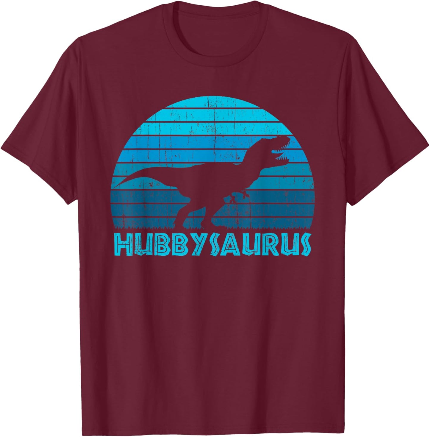 Hubbysaurus - Funny Dinosaur Lover Husband Matching Couple T-Shirt - T-Shirt | Maroon