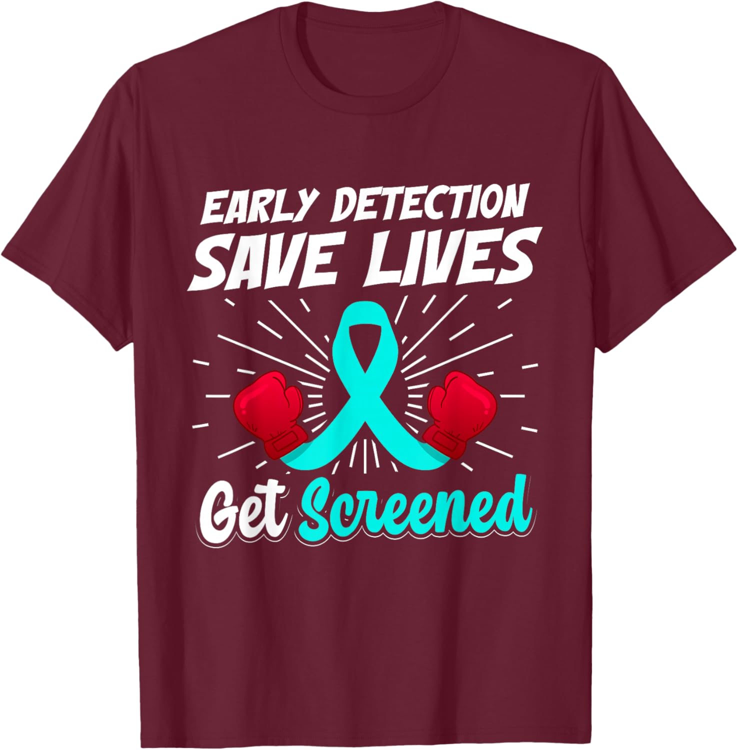 Teal Ribbon Cervical Cancer Awareness Month Survivor T-Shirt - T-Shirt | Maroon