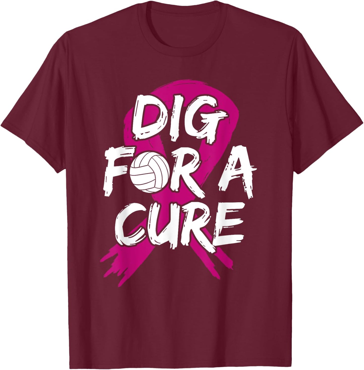 Breast Cancer Volleyball Pink Ribbon Surgery Carcinoma Sport T-Shirt - T-Shirt | Maroon