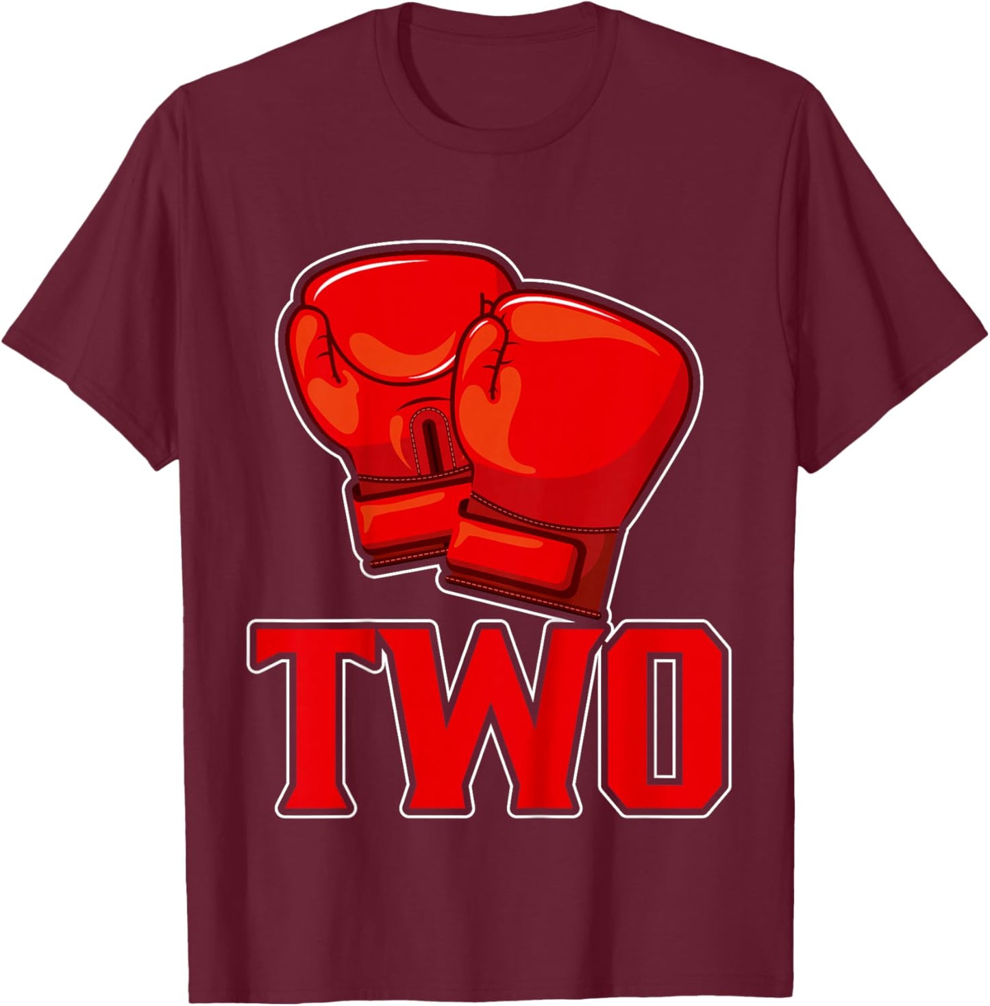 Kids Boxing 2nd Birthday Two Years Old Birthday Party Kids T-Shirt - T-Shirt | Maroon