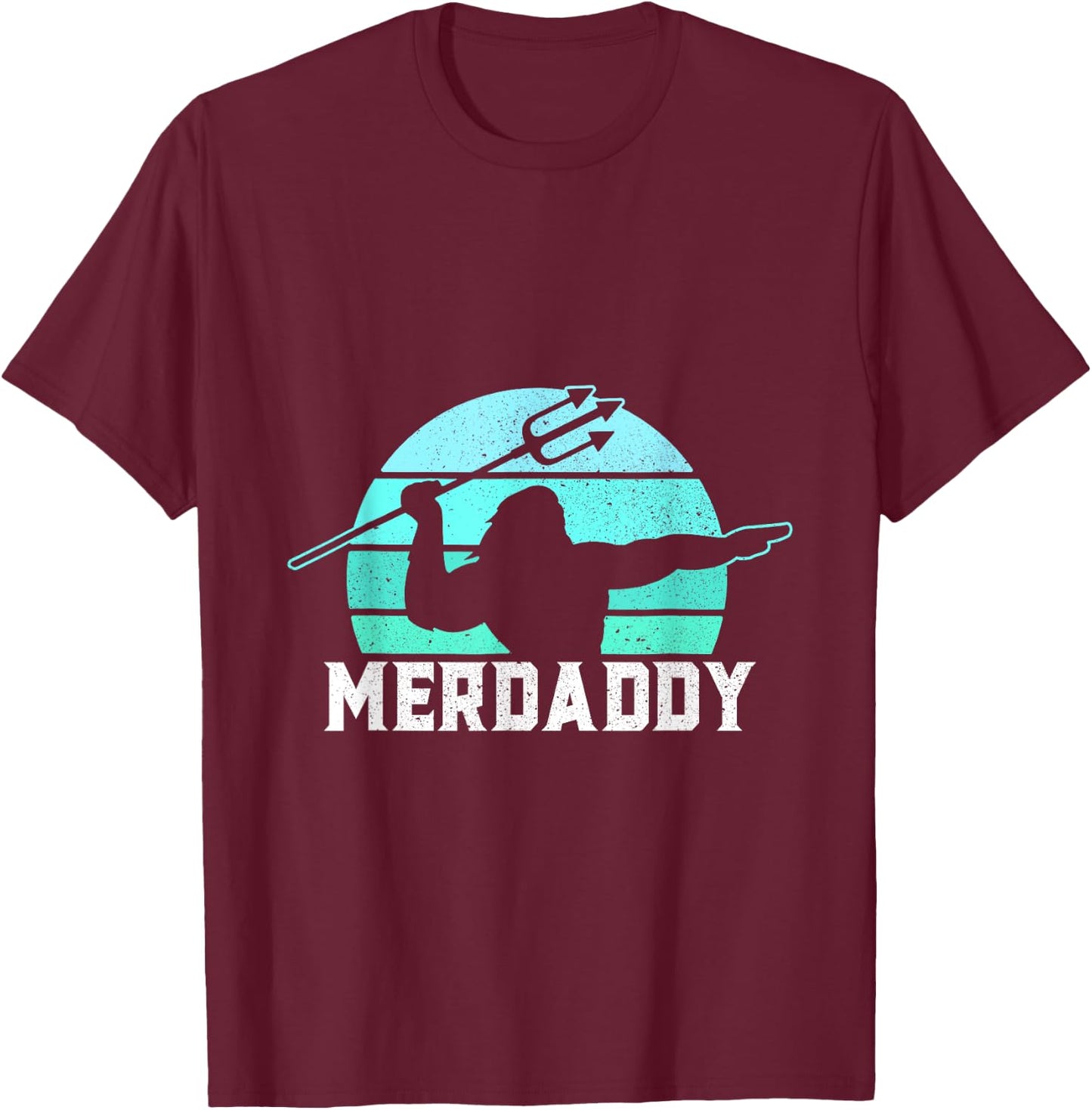Merdaddy Security Merman Mermaid Daddy Fish Father's Day T-Shirt - T-Shirt | Maroon