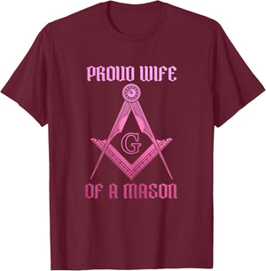 Mason Wife Freemason Masonic Symbol Square & Compass Shriner T-Shirt - T-Shirt | Maroon