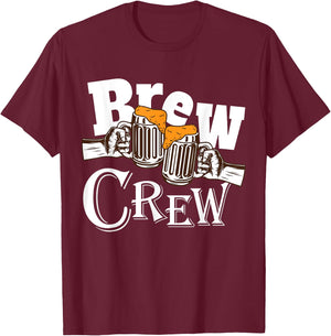 Brew Crew, Bachelors Party T shirt, Beer drinking crew squad T-Shirt - T-Shirt | Maroon
