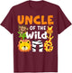 Uncle the Wild One Zoo Birthday Safari Jungle Animals Party T-Shirt - T-Shirt | Maroon