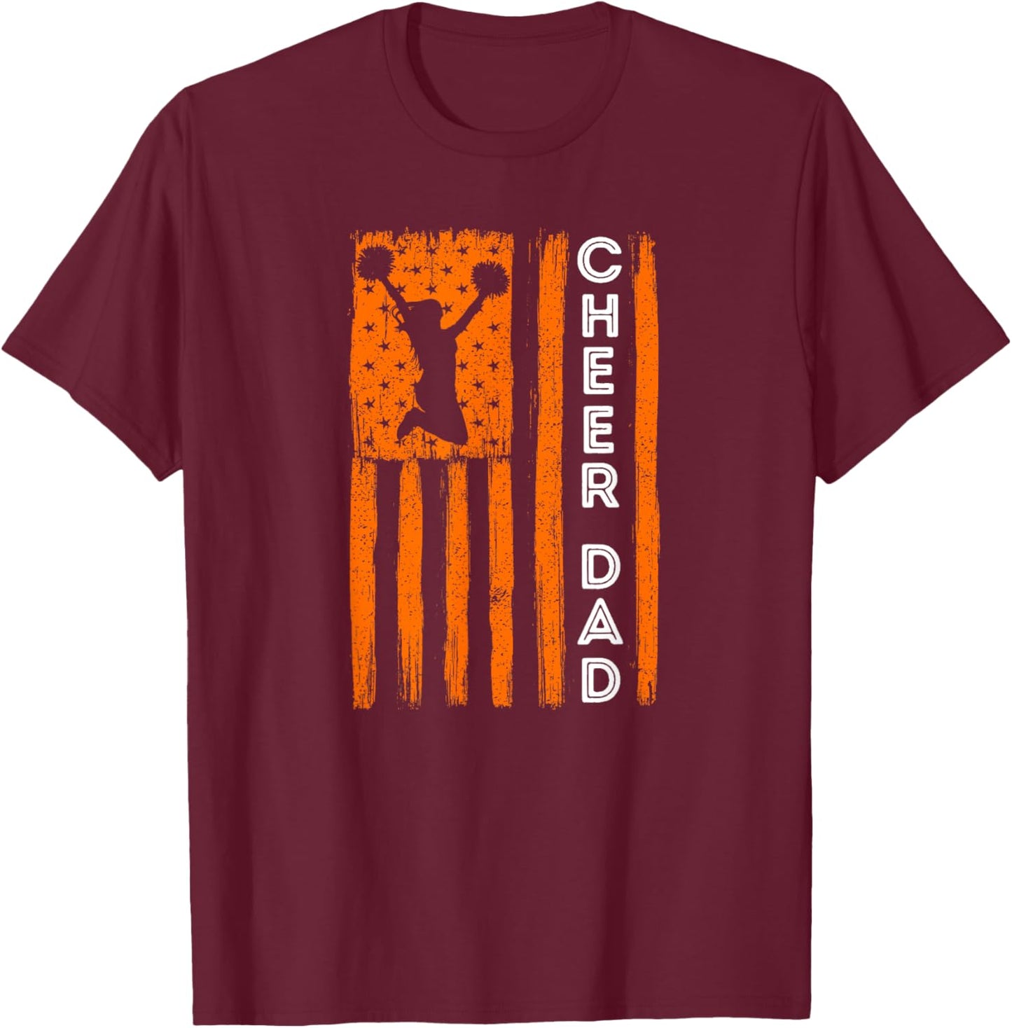 Cheer Dad Orange Cheerleading Flag T-Shirt - T-Shirt | Maroon