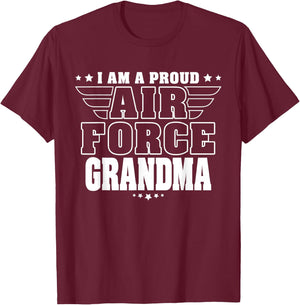 Proud Air Force Grandma Patriotic Pride Military Grandmother T-Shirt - T-Shirt | Maroon