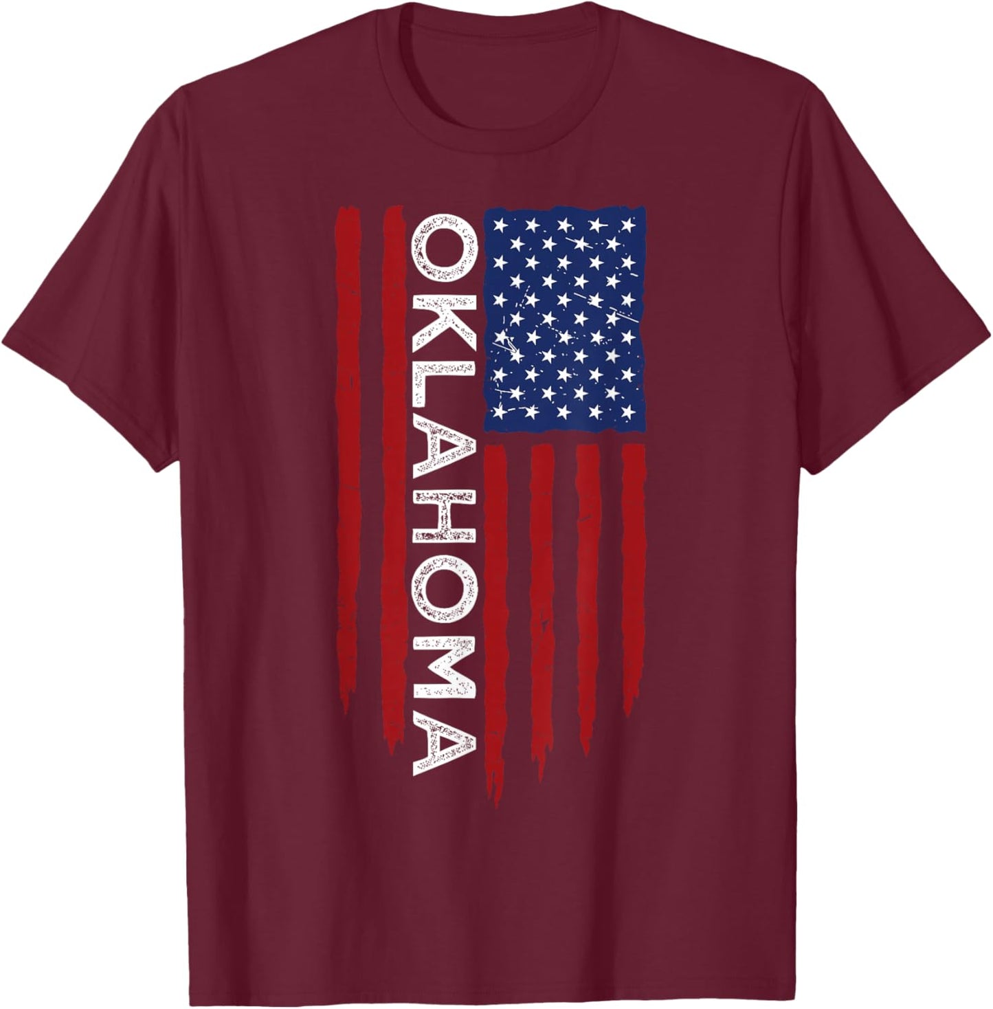 Oklahoma Home State OK American Flag Retro Design T-Shirt - T-Shirt | Maroon
