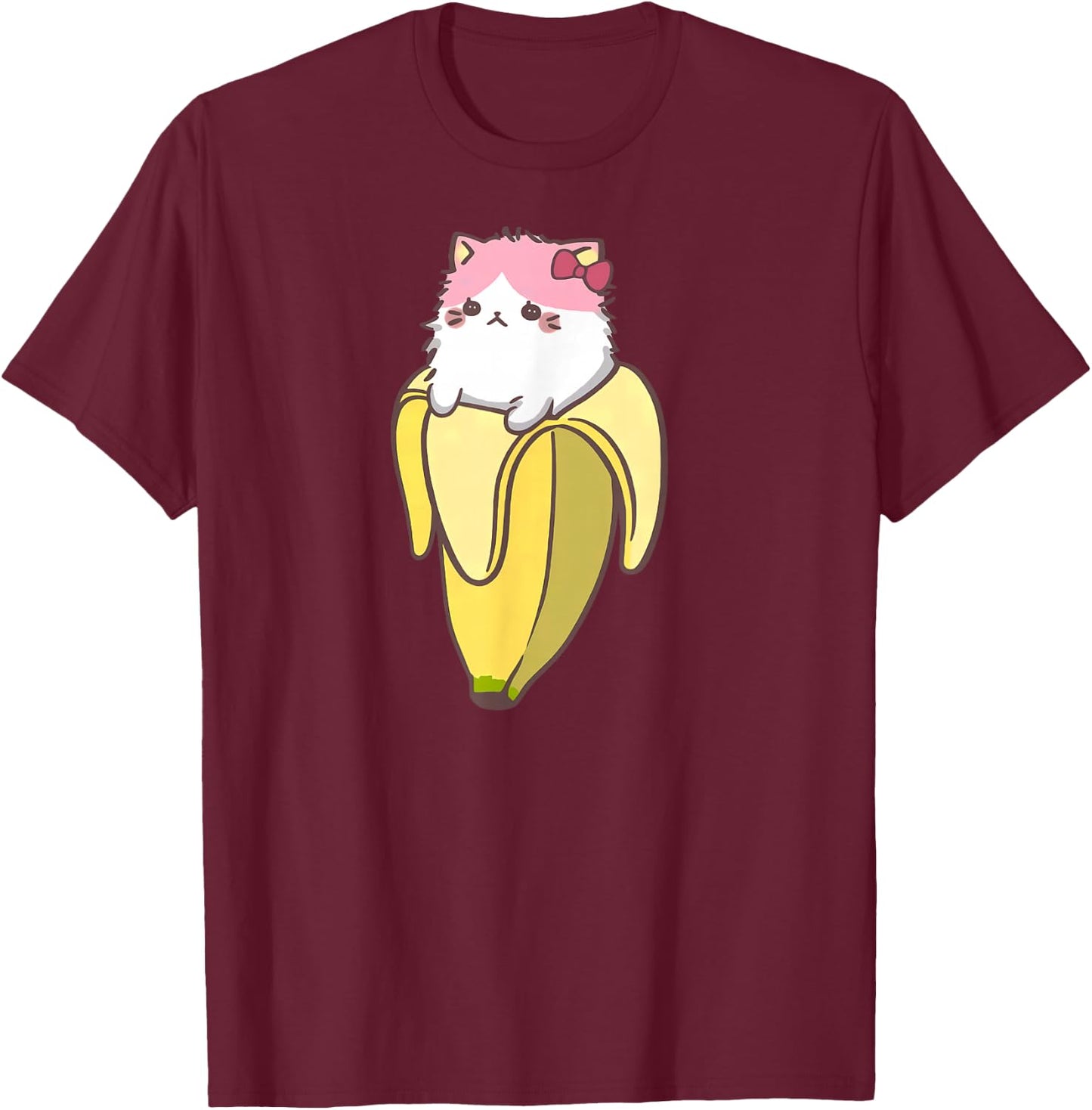 Banana Cat Funny Kawaii Bananya Gift Bday T-Shirt - T-Shirt | Maroon