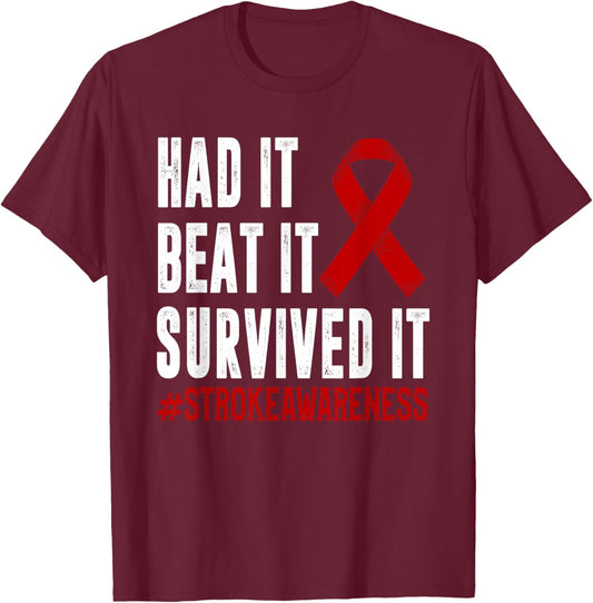 Stroke Awareness Funny Stroke Survivor T-Shirt - T-Shirt | Maroon