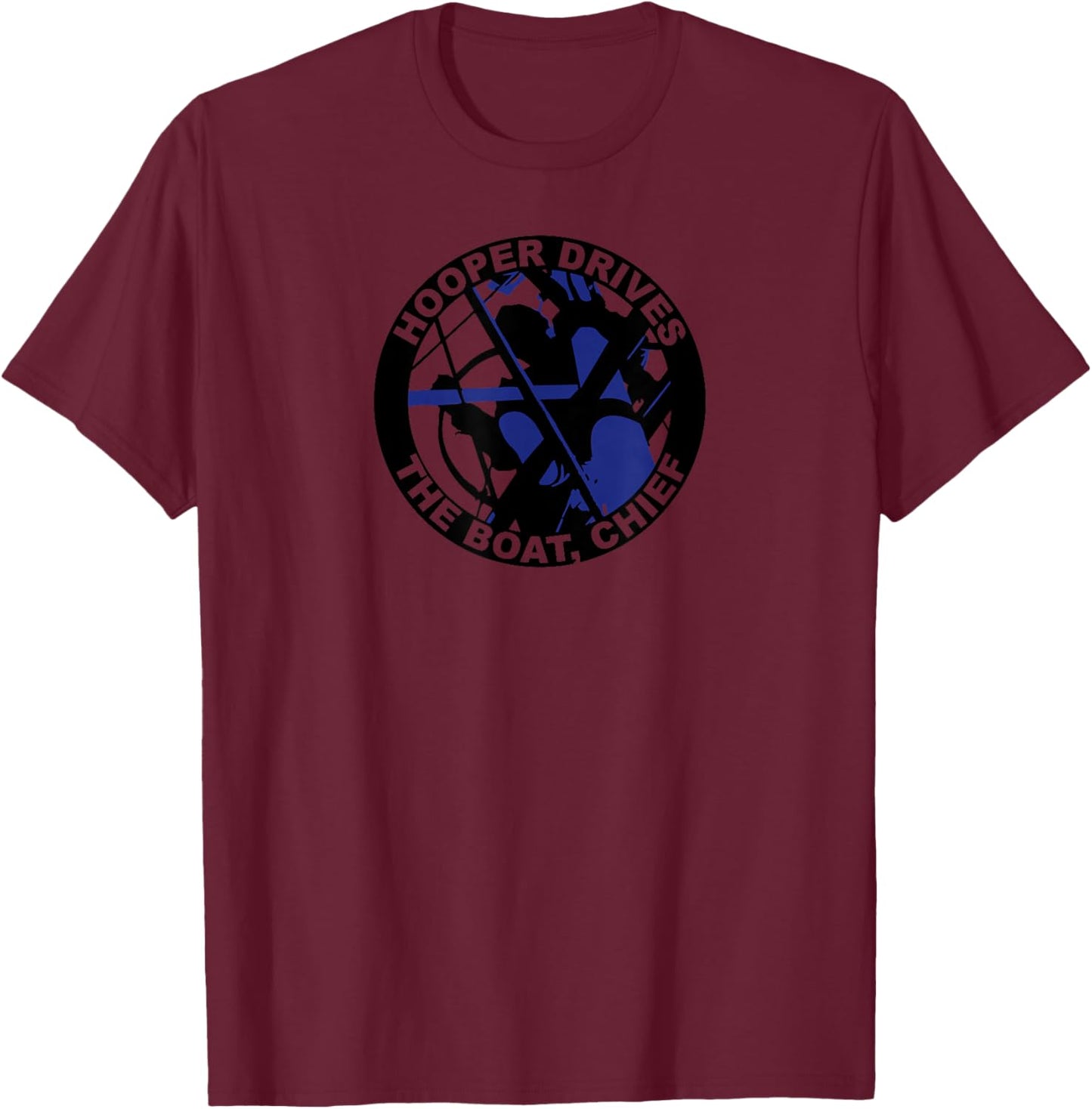 Hooper Drives The Boat Chief - Jaws T-Shirt - T-Shirt | Maroon