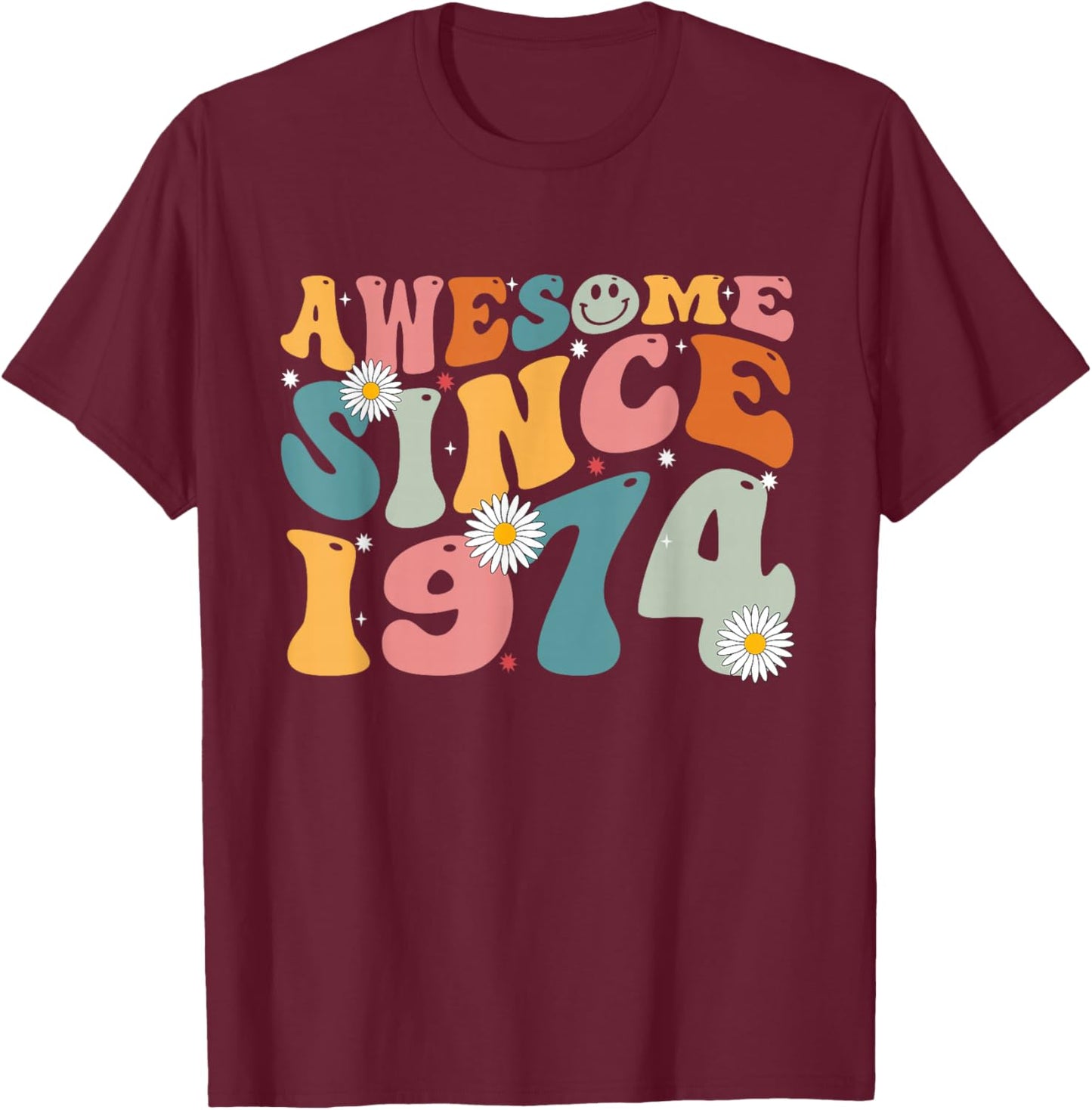 Awesome Since 1974 51st Birthday Retro Gifts Born In 1974 T-Shirt - T-Shirt | Maroon