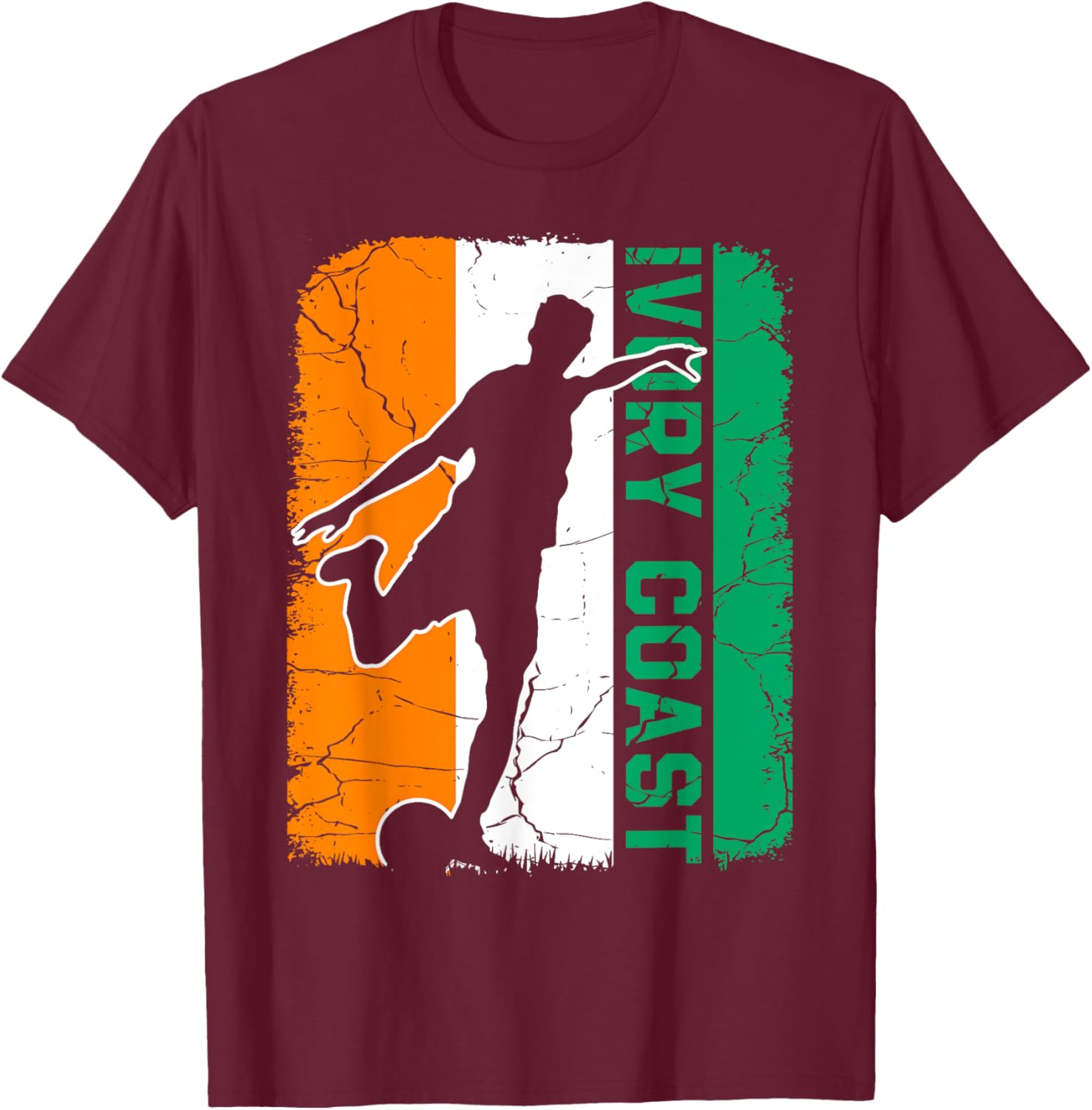 Ivory Coast Soccer Team Ivory Coast Flag Jersey Football T-Shirt - T-Shirt | Maroon