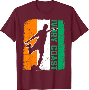 Ivory Coast Soccer Team Ivory Coast Flag Jersey Football T-Shirt - T-Shirt | Maroon