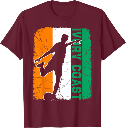 Ivory Coast Soccer Team Ivory Coast Flag Jersey Football T-Shirt - T-Shirt | Maroon