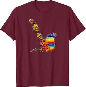 MerchByMaever Rainbow Squirrel Drawing , Small T-Shirt - T-Shirt | Maroon