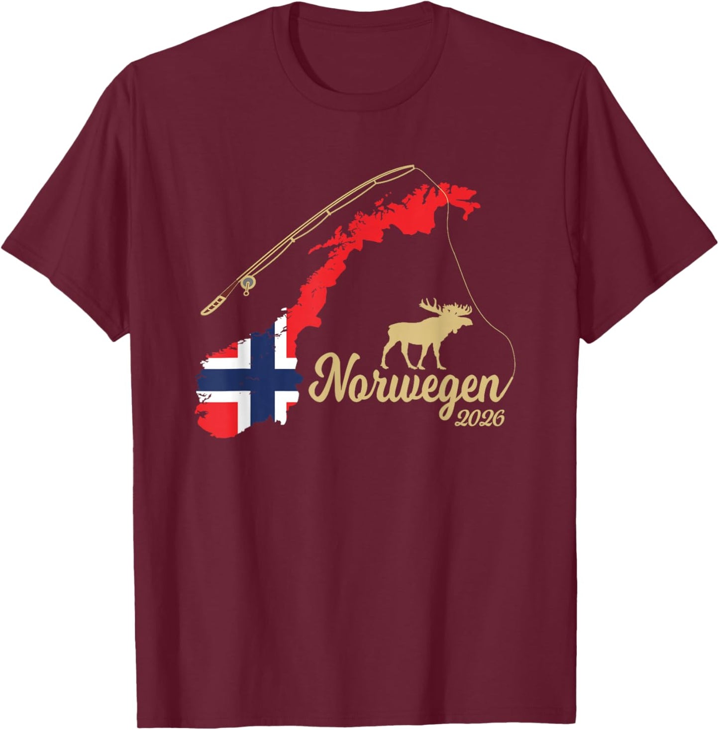 Norwegen 2026 Wildnis & Abenteuer T-Shirt - T-Shirt | Maroon