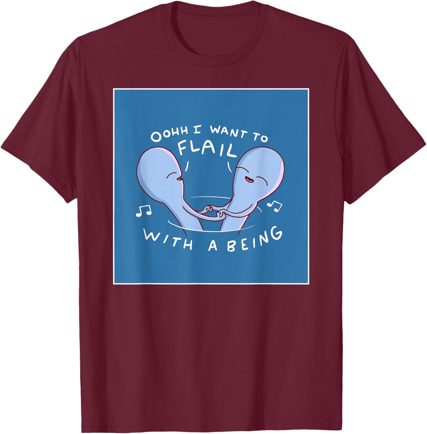 Threadless Nathan W. Pyle Flail With A Being Graphic T-Shirt - T-Shirt | Maroon
