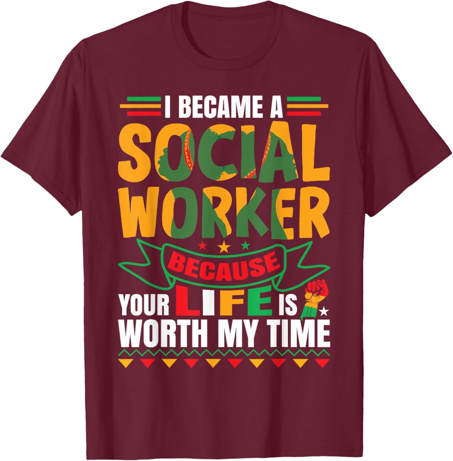 Social Work Appreciation Black Social Worker T-Shirt - T-Shirt | Maroon