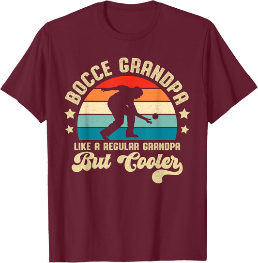 Bocce Grandpa Like A Regular Grandpa Men Retro Pallino Team T-Shirt - T-Shirt | Maroon