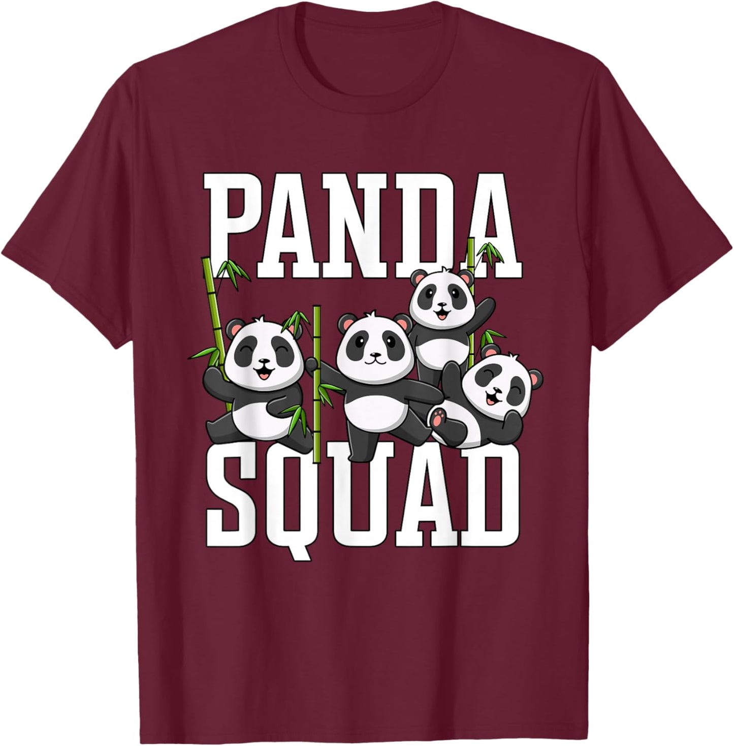Cute Panda Family Graphic Panda Squad T-Shirt - T-Shirt | Maroon