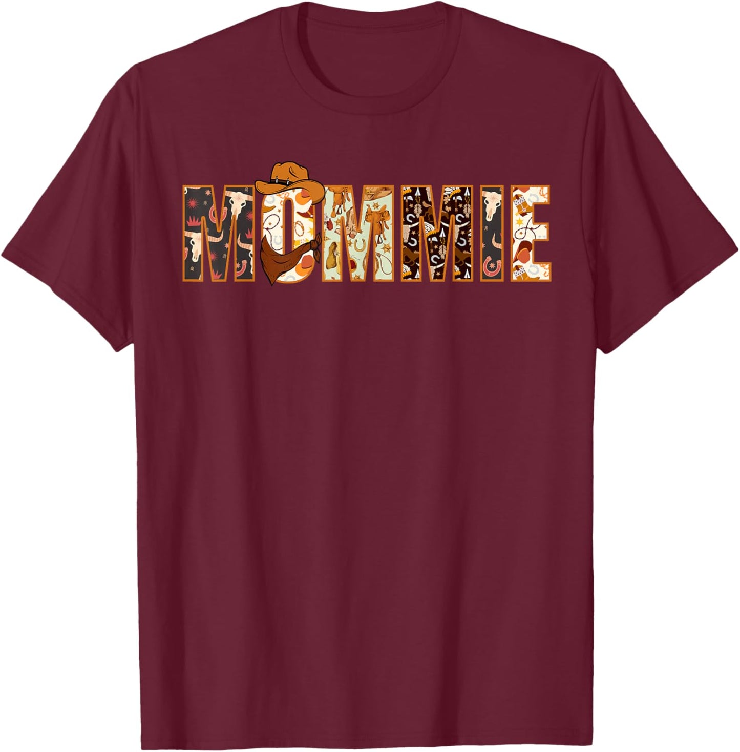 Mommie Western Rodeo Family Matching Birthday T-Shirt - T-Shirt | Maroon
