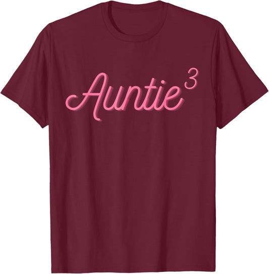 Auntie 3 Cubed Aunt of Three 3 Nieces Nephews Aunties T-Shirt - T-Shirt | Maroon