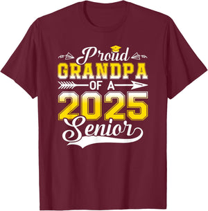 Proud Grandpa of a 2025 Senior Graduate, Funny Graduation T-Shirt - T-Shirt | Maroon