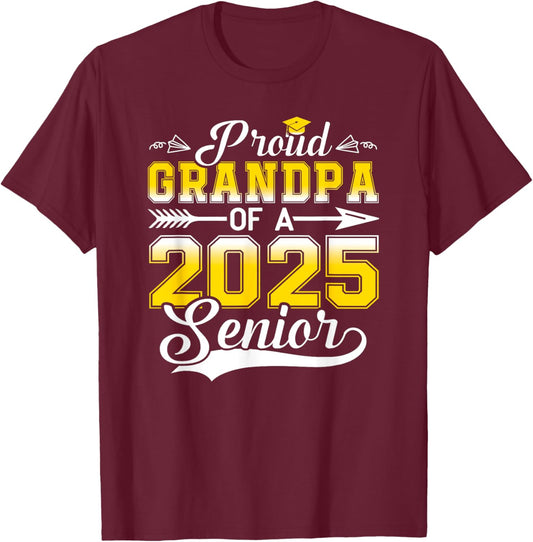 Proud Grandpa of a 2025 Senior Graduate, Funny Graduation T-Shirt - T-Shirt | Maroon