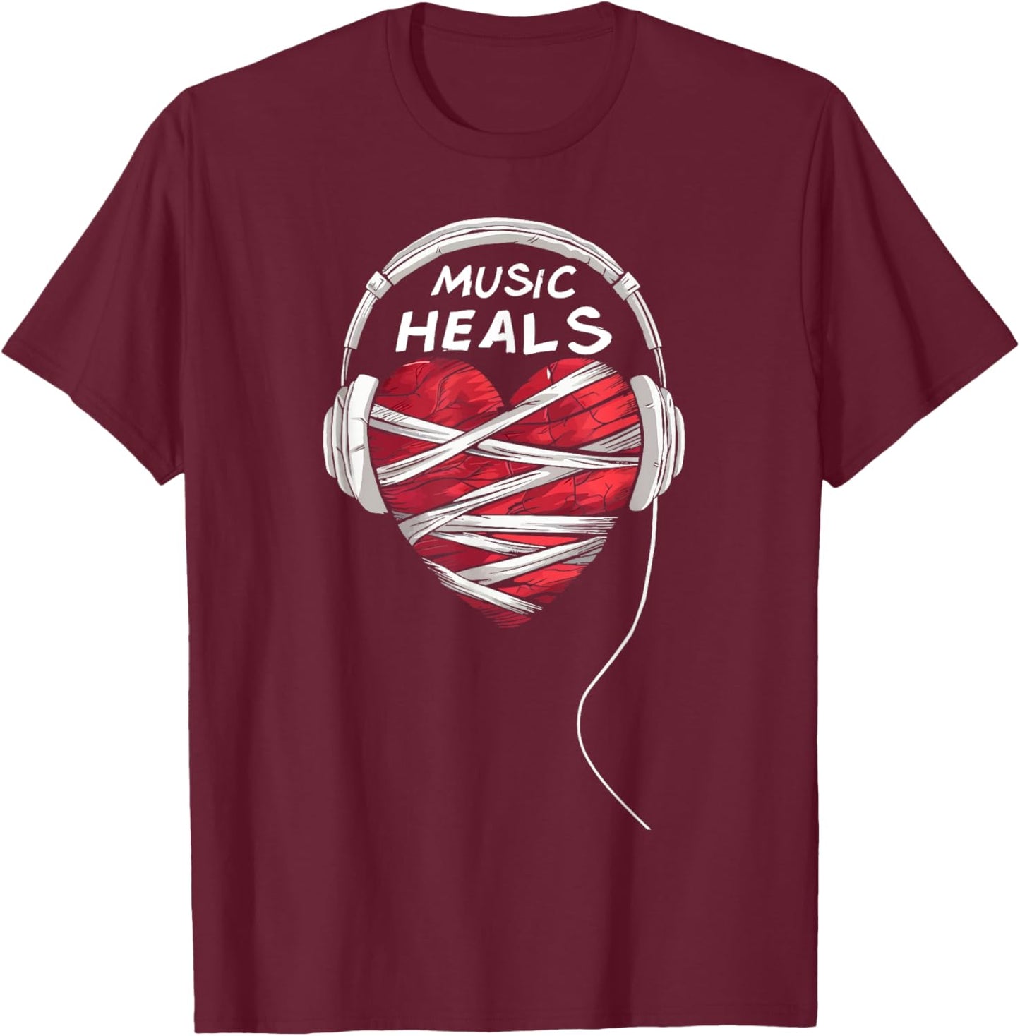 Music Heals Musician Music Lover T-Shirt - T-Shirt | Maroon