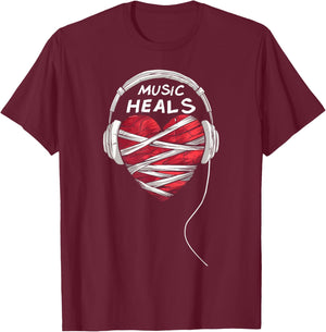 Music Heals Musician Music Lover T-Shirt - T-Shirt | Maroon