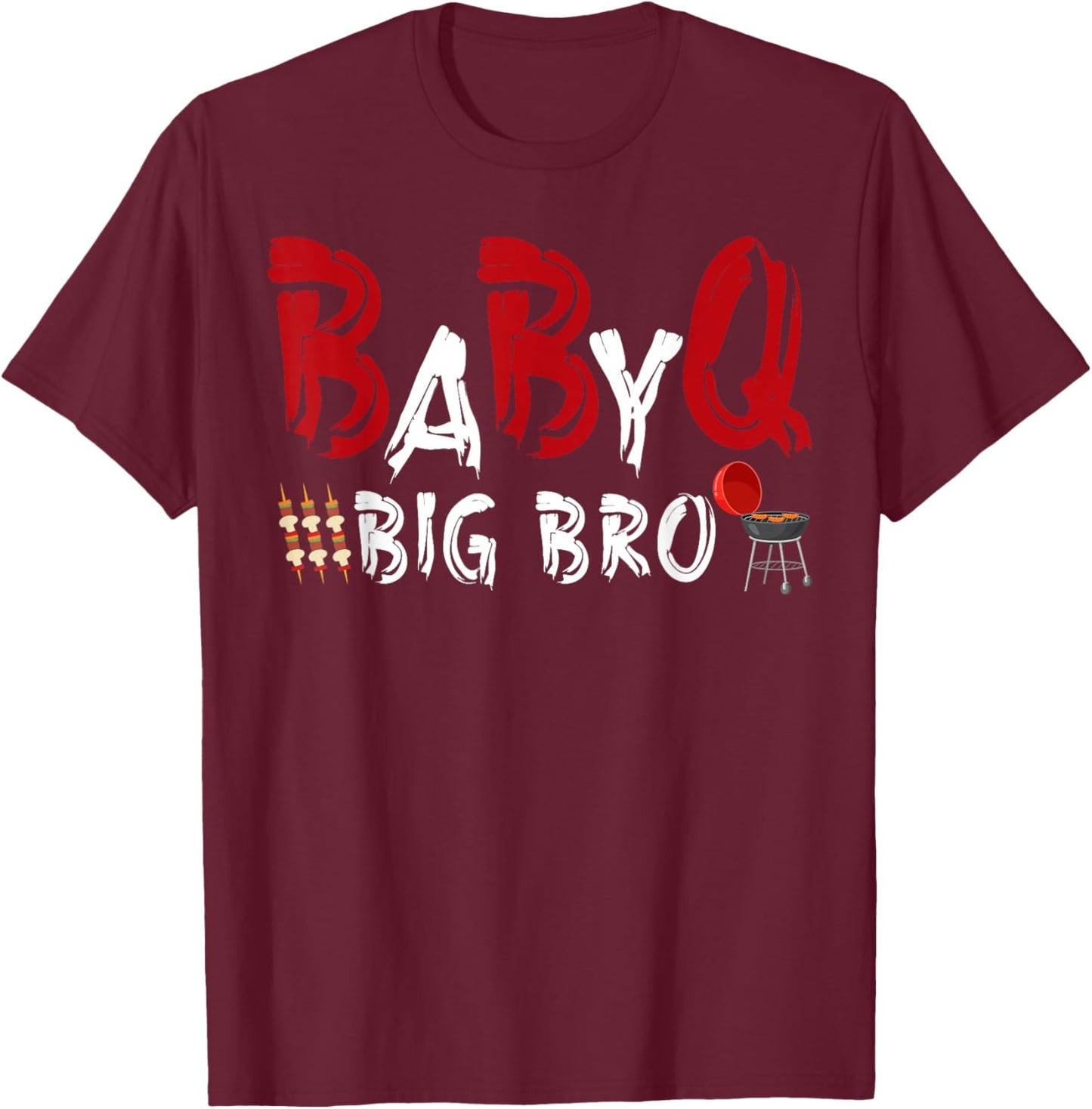 Big bro Baby BBQ Shower Themed Family Matching Barbecue T-Shirt - T-Shirt | Maroon
