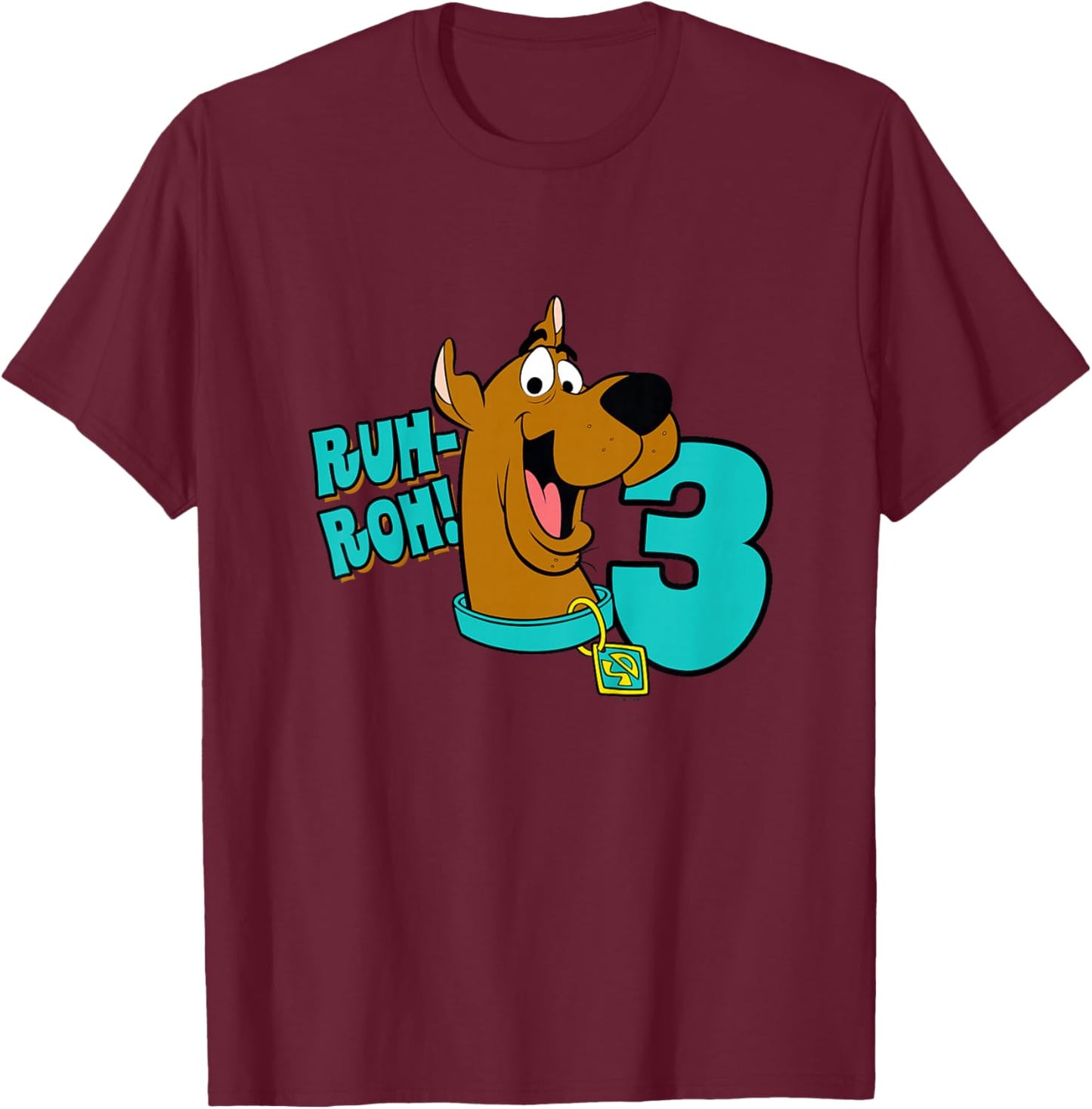 Kids Scooby-Doo 3rd Birthday Ruh-Roh! I'm 3! T-Shirt - T-Shirt | Maroon