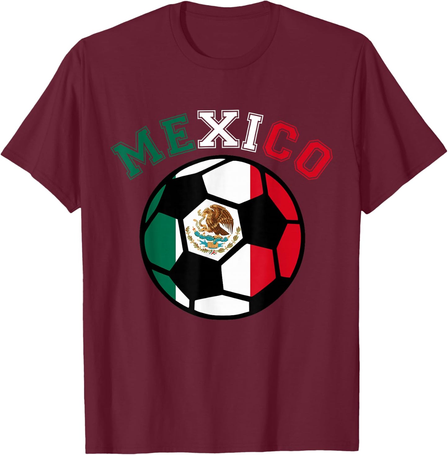 Mexican Soccer Futbol Football Mexico Flag Jersey T-Shirt - T-Shirt | Maroon