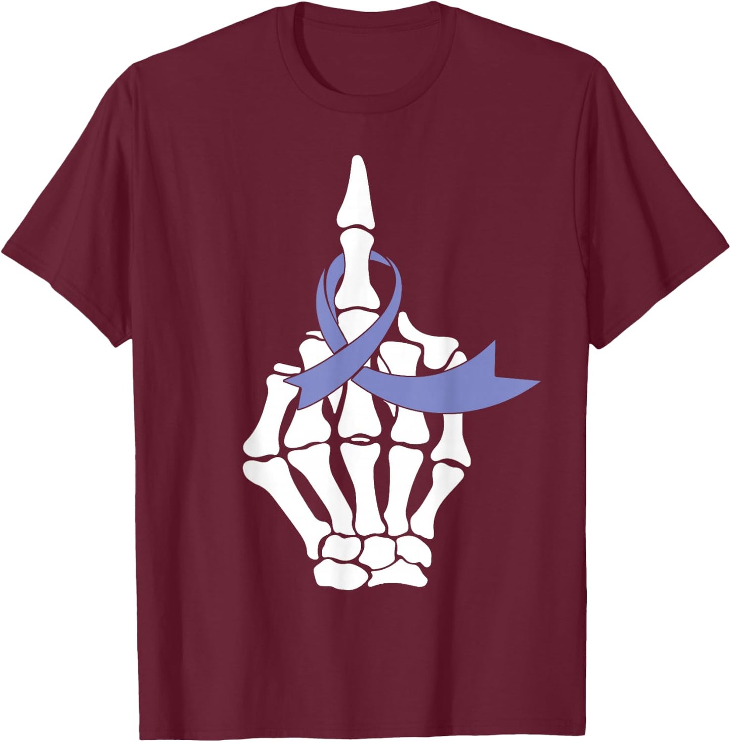 Fuck Esophageal Cancer Middle Finger Periwinkle Ribbon T-Shirt - T-Shirt | Maroon