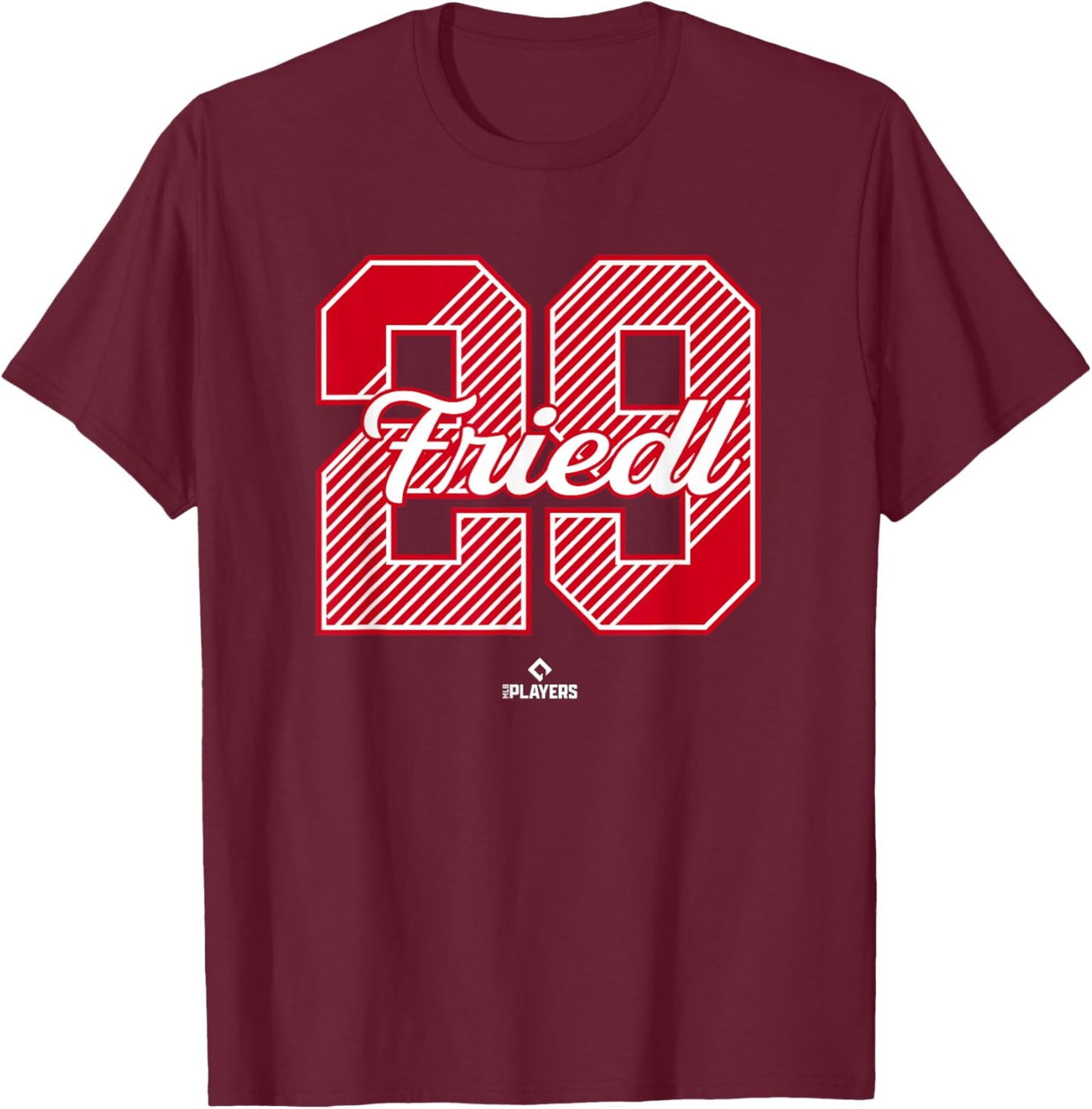 TJ Friedl 29 Cincinnati MLBPA T-Shirt - T-Shirt | Maroon
