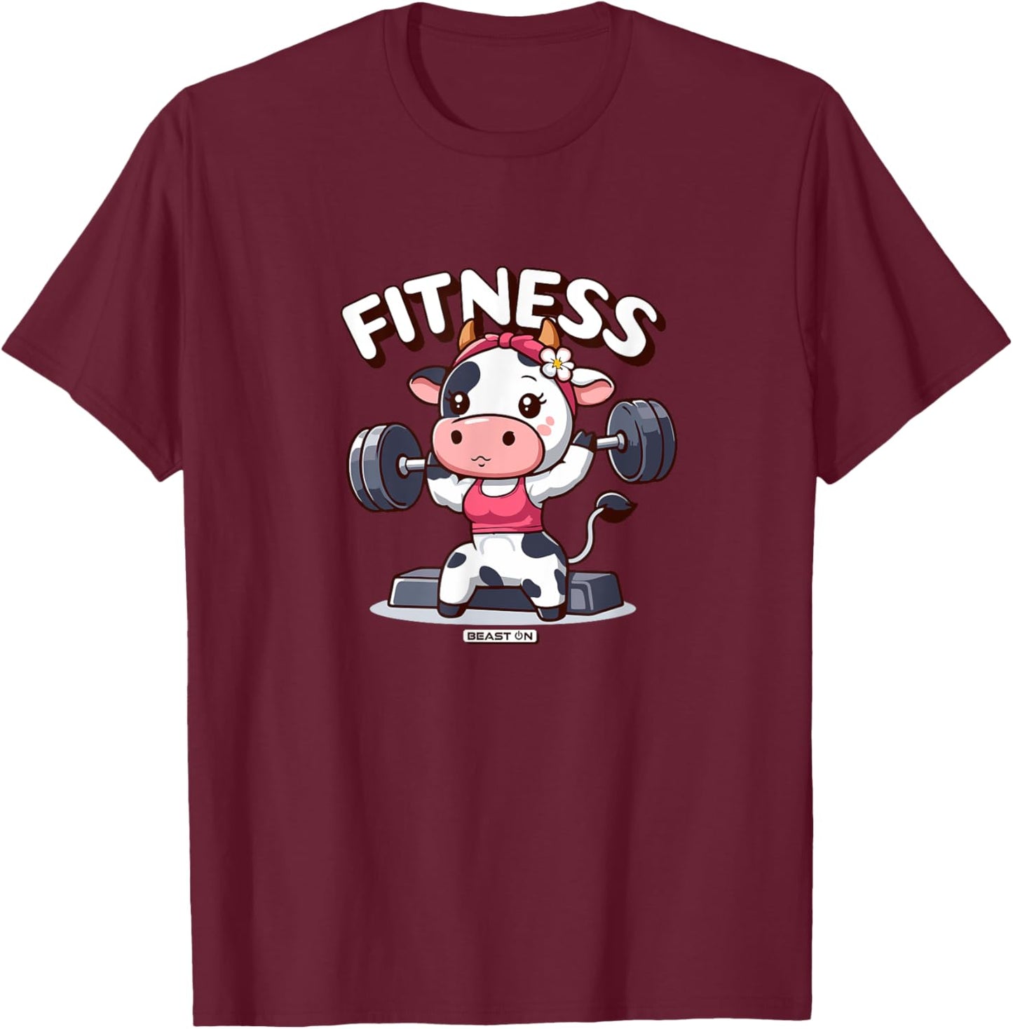 Cute Cow Fitness Workout Women Funny Gym Training T-Shirt - T-Shirt | Maroon