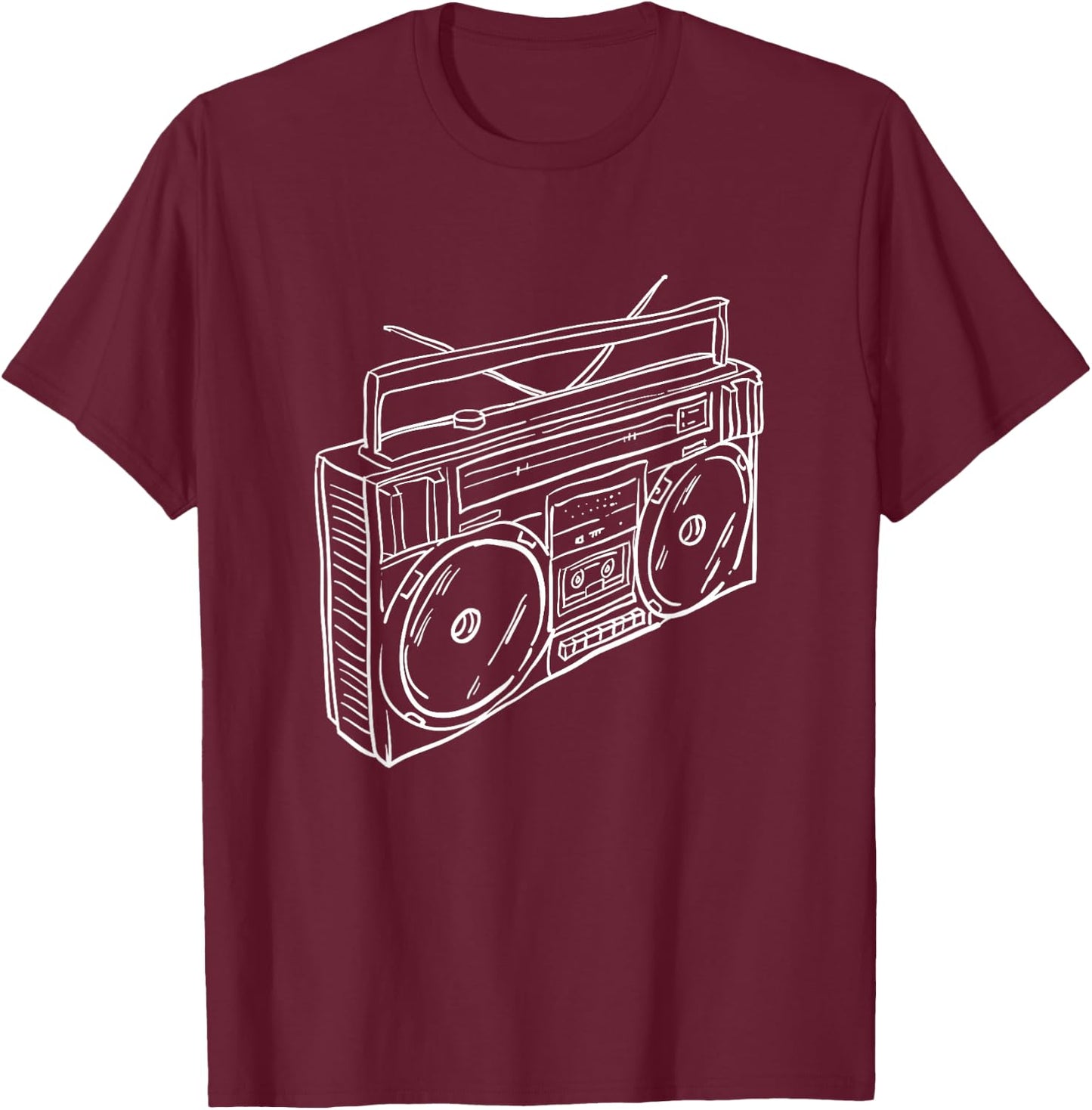 80s & 90s Old School Music Hip Hop Beatbox Boombox T-Shirt - T-Shirt | Maroon