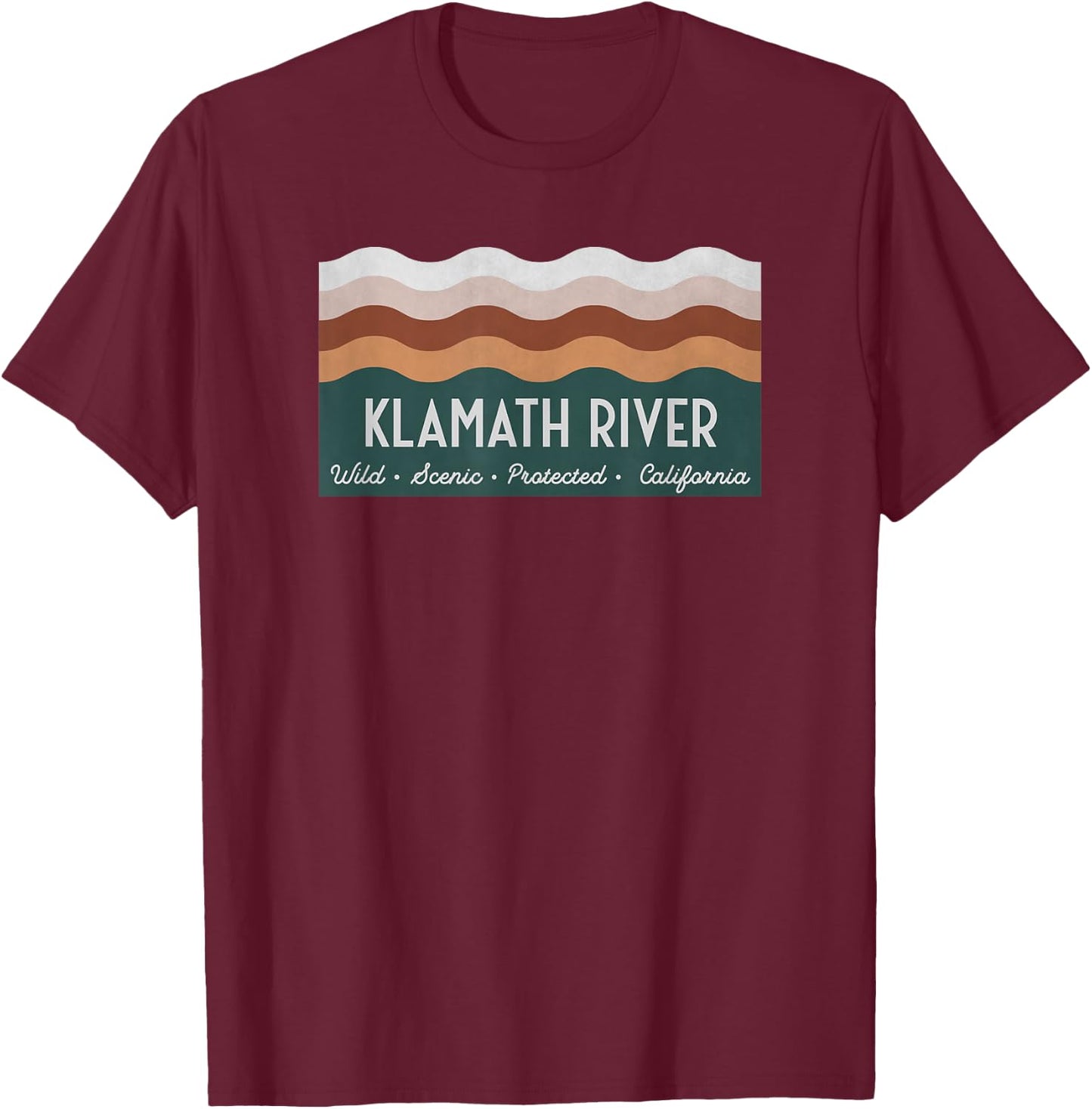Wild Scenic Protected California - Klamath River T-Shirt - T-Shirt | Maroon