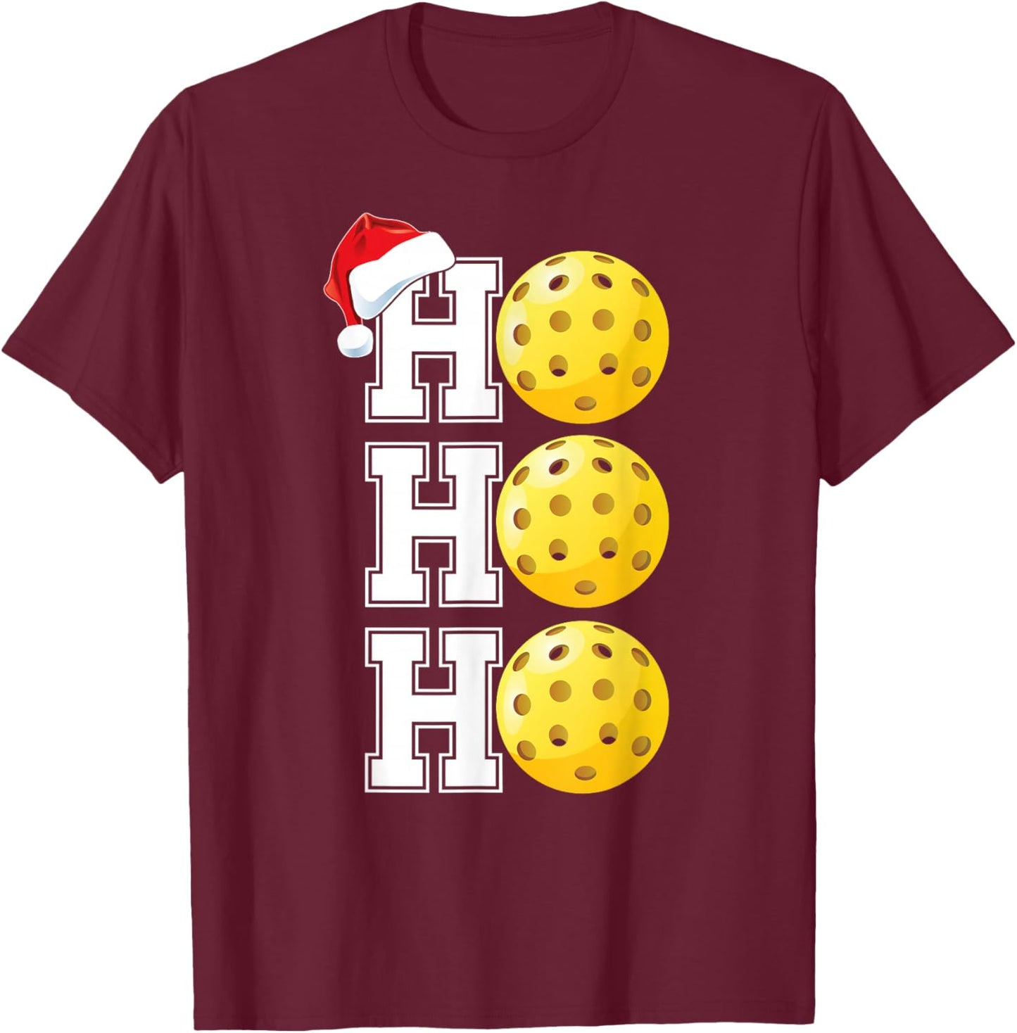 Ho Ho Ho Christmas Pickleball Player Sports Fan T-Shirt - T-Shirt | Maroon