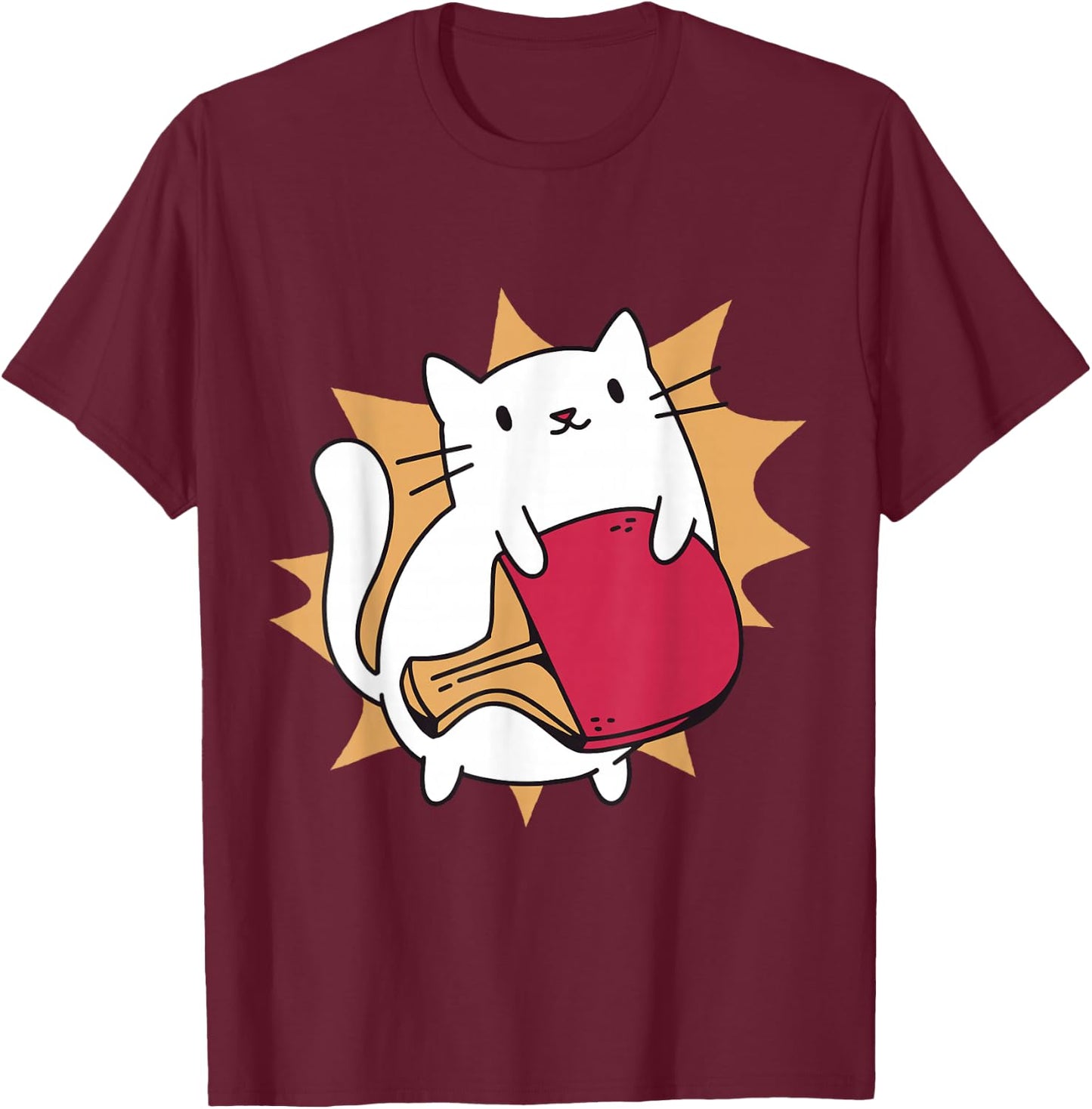 Ping Pong Paddle Ladies Cat Table Tennis Player Cats T-Shirt - T-Shirt | Maroon
