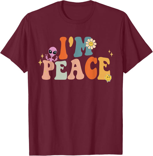 I come in peace Im peace groovy matching couples T-Shirt - T-Shirt | Maroon