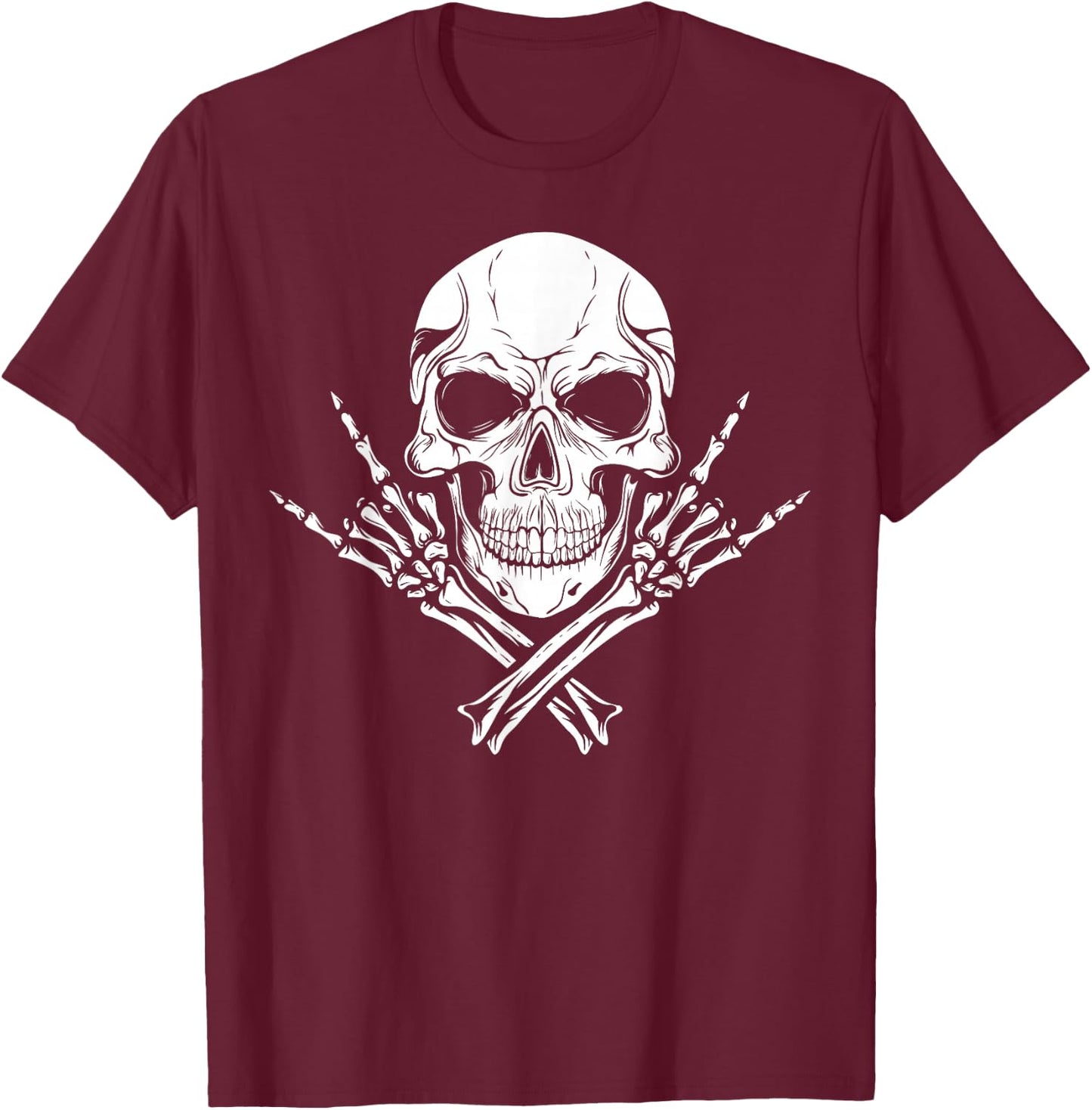 Mano Cornuta - Cool Skull T-Shirt - T-Shirt | Maroon