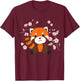 Red Panda Sweet Animals For Kawaii Cherry Blossoms T-Shirt - T-Shirt | Maroon