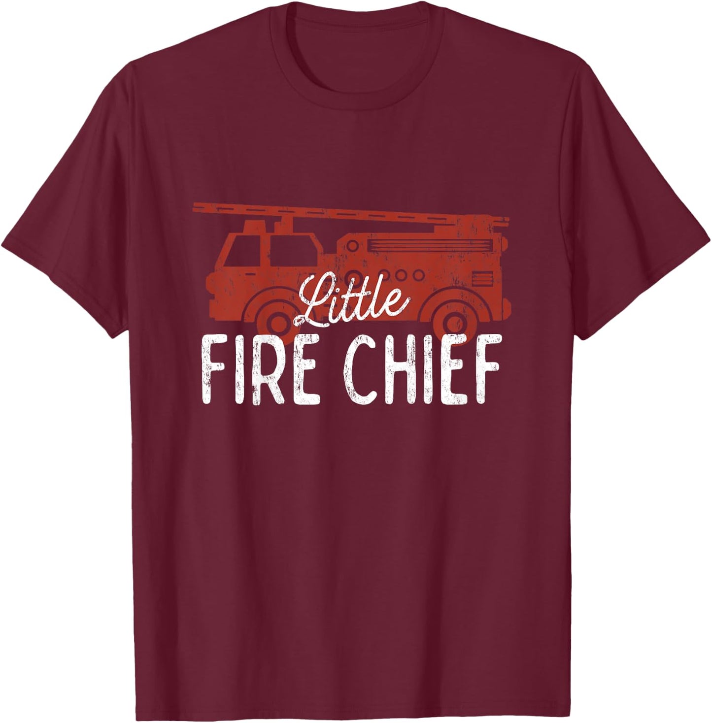 Kids Fireman Shirt Toddler Boys, Little Fire Chief Fire Truck T-Shirt - T-Shirt | Maroon