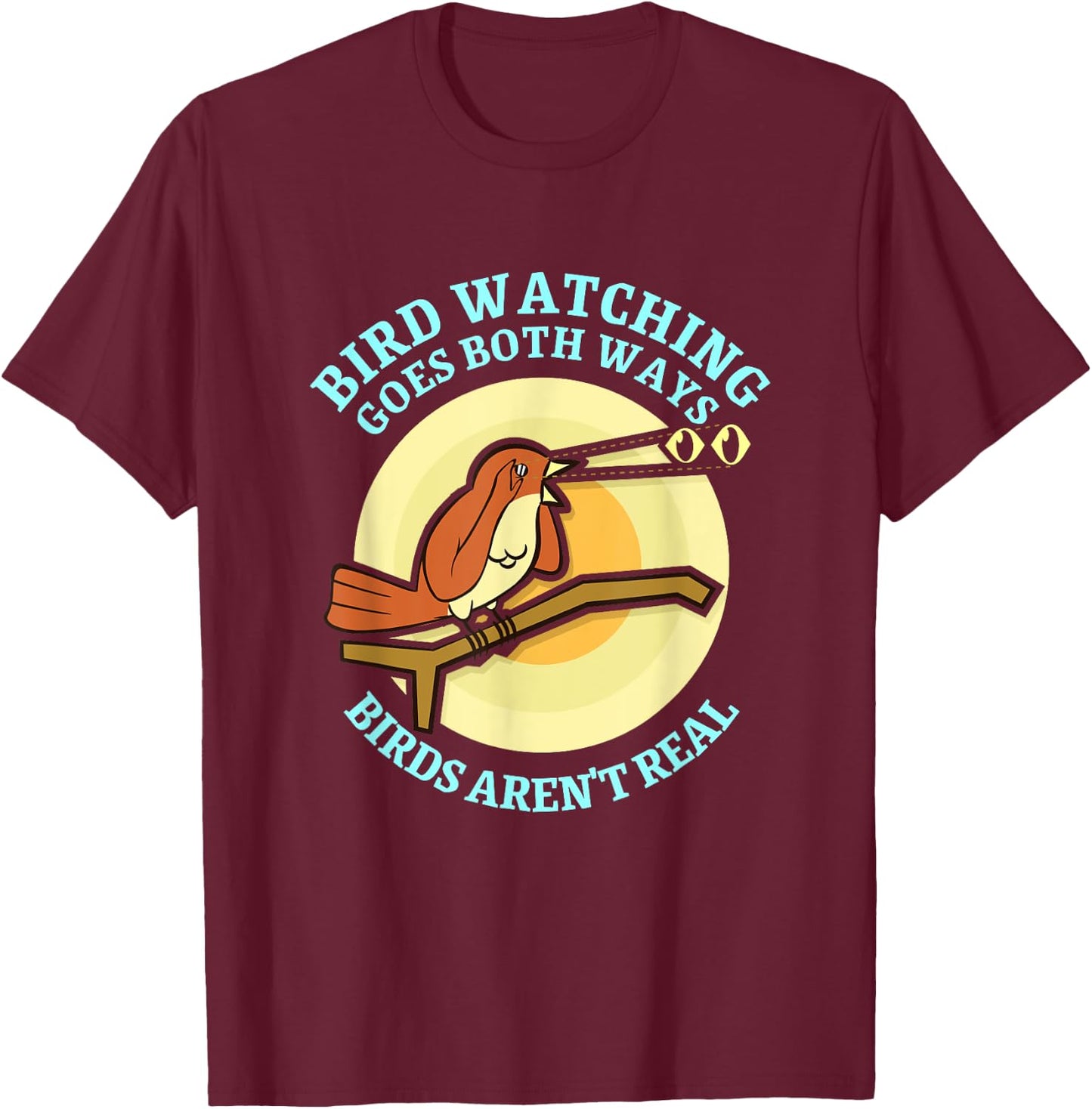 Funny Bird Watching Goes Both Ways T-Shirt - T-Shirt | Maroon