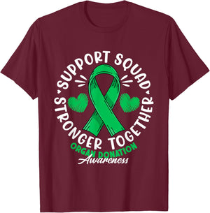 Support Awareness Squad I Transplant Survivor Organ Donation T-Shirt - T-Shirt | Maroon