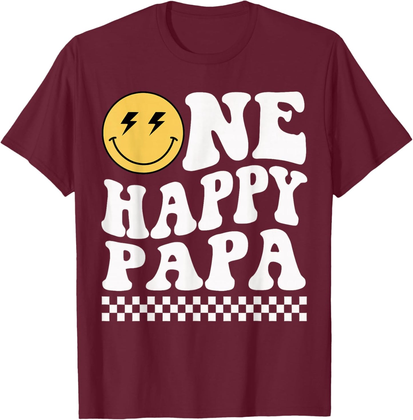 One Happy Dude Papa 1st Birthday Family Matching T-Shirt - T-Shirt | Maroon