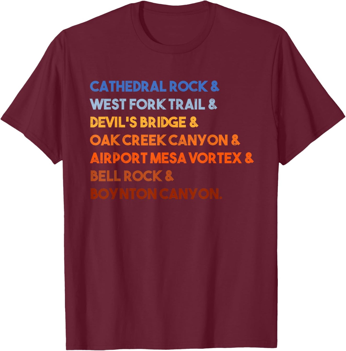Seven Wonders of Sedona Arizona Vintage Hiking Red Rocks T-Shirt - T-Shirt | Maroon
